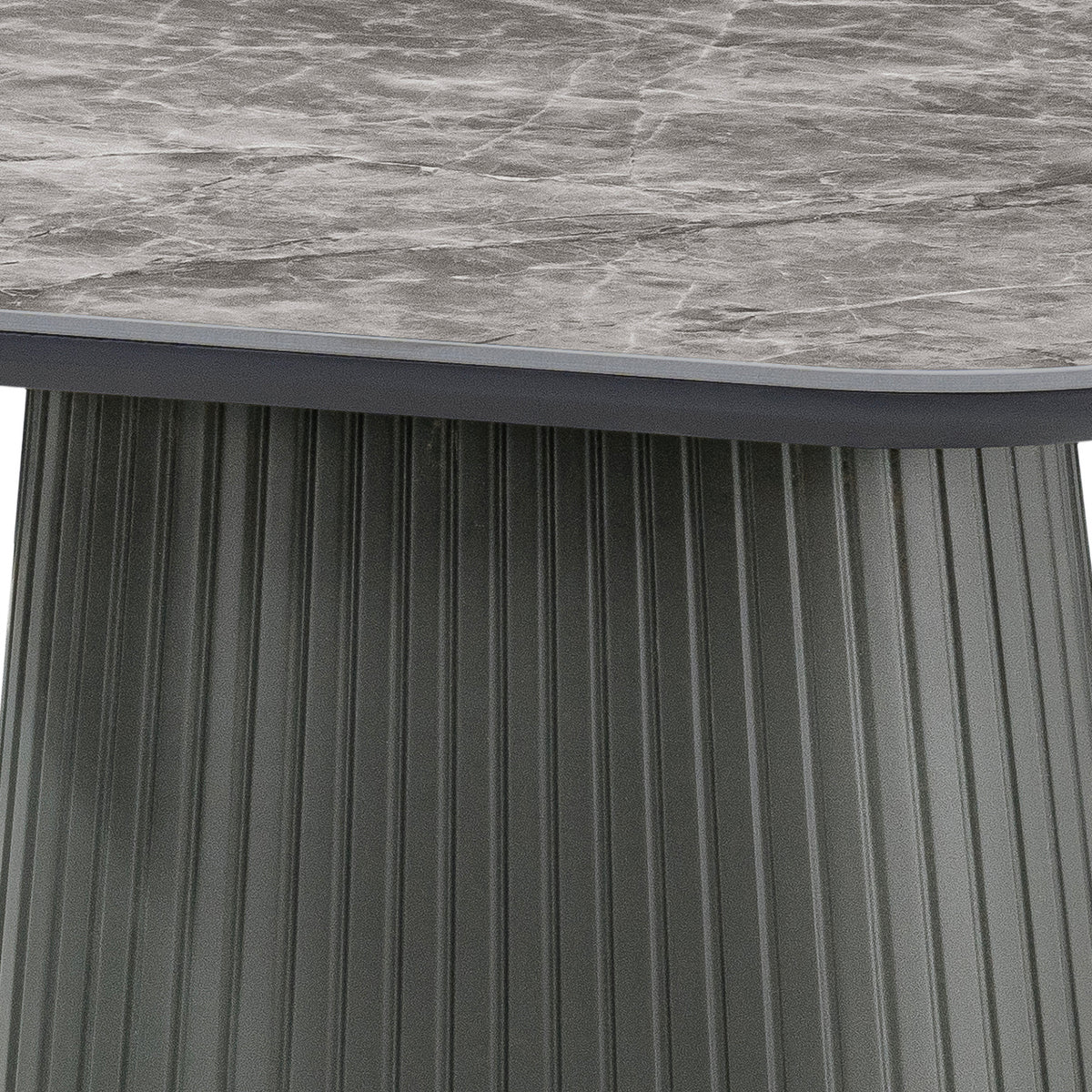 Barletta end table top edge and pedestal detail