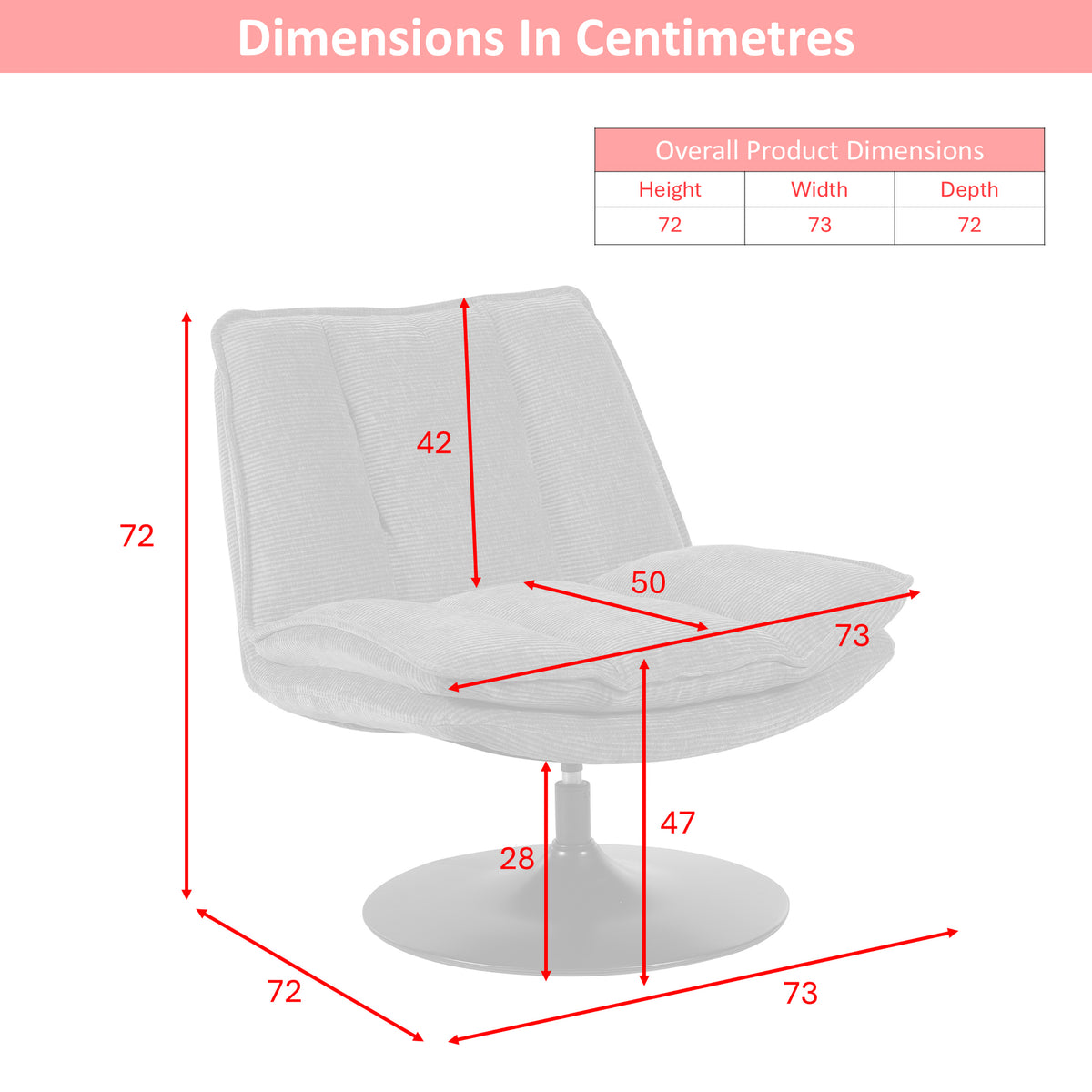 Bella, accent chair dimensions