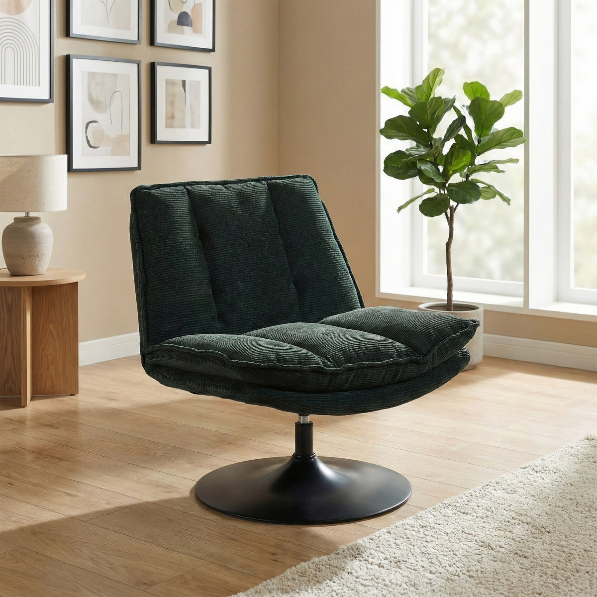 Bella in Dark Green, swivel accent chair in another room setting