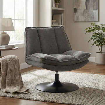 Bella in Grey, swivel accent chair in a living room