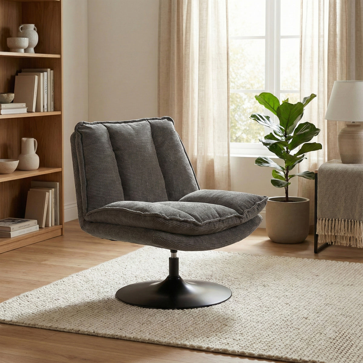 Bella in Grey, swivel accent chair in another room setting