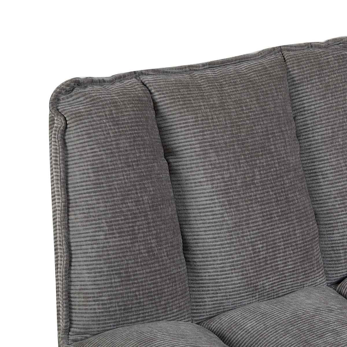 Bella in Grey, textured fabric and padded back detail