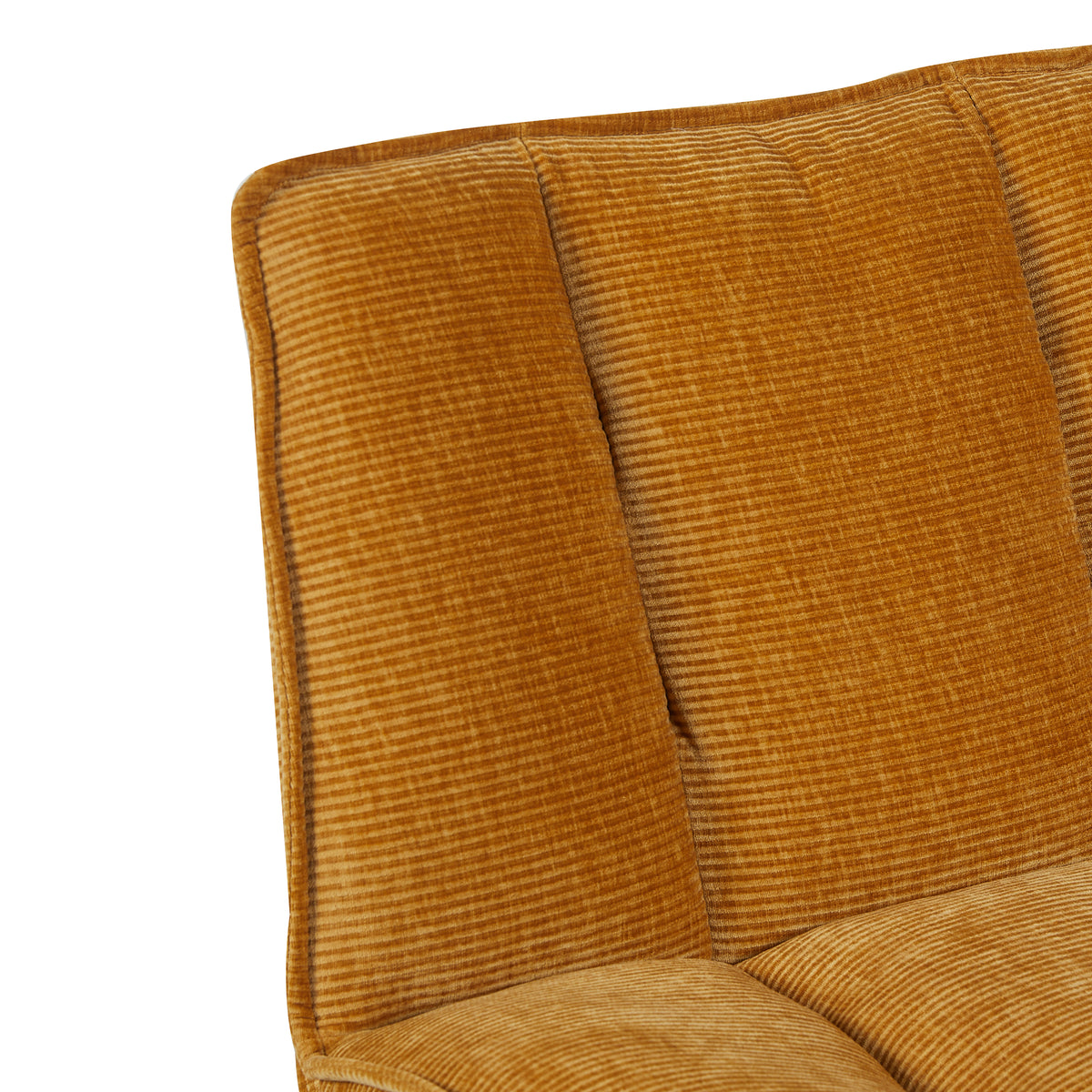 Bella in Ochre, textured fabric and padded back detail