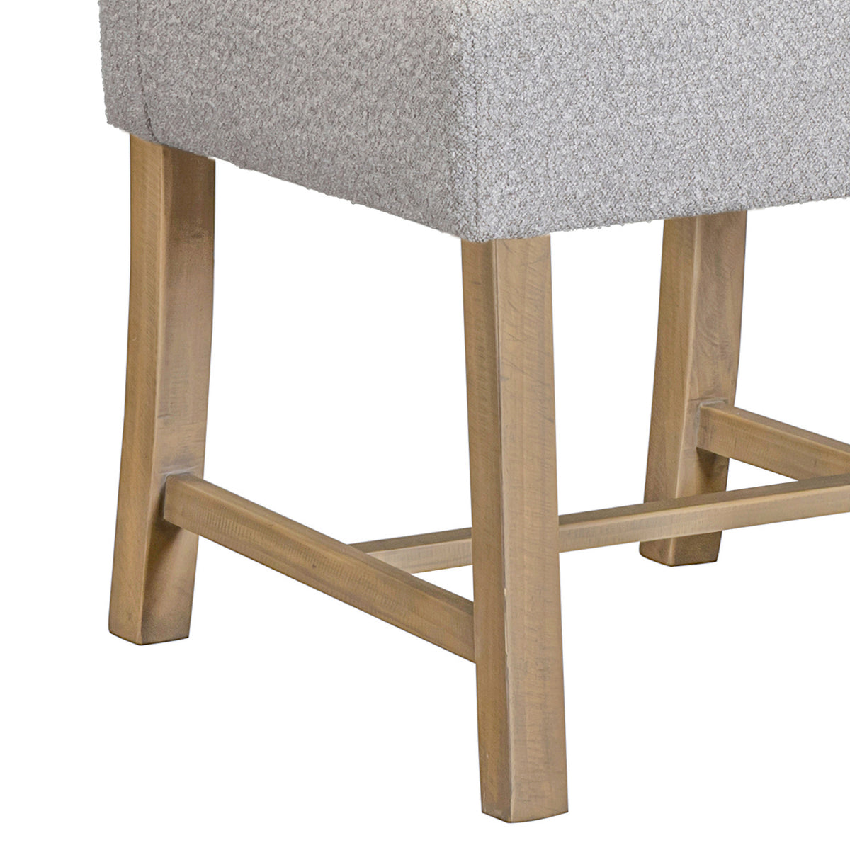 Chateau dining chair natural-toned legs and stretcher detail