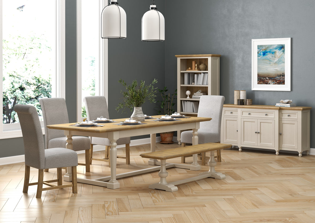Chateau grey painted collection with extending dining set in a room setting