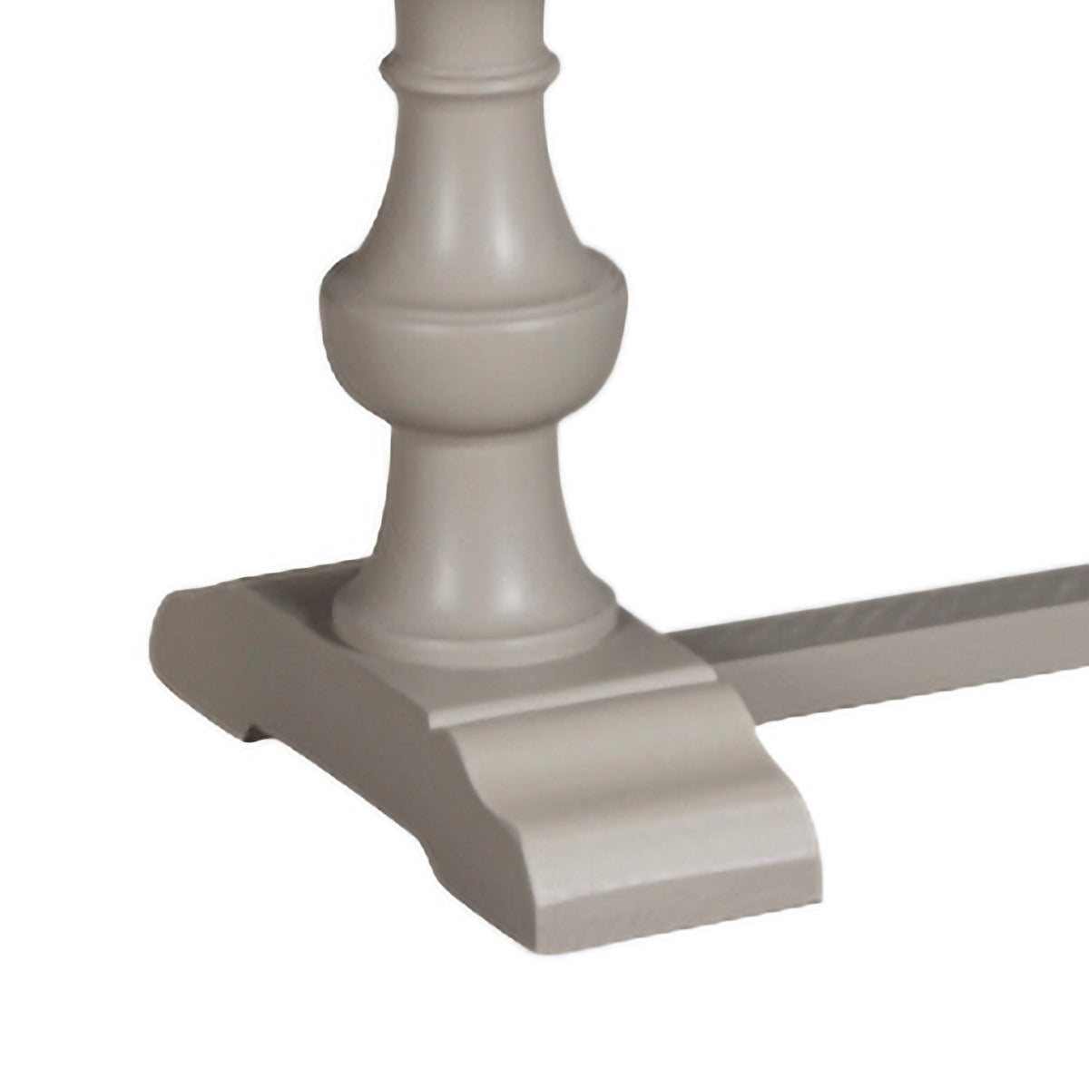 Chateau grey painted dining bench pedestal base detail