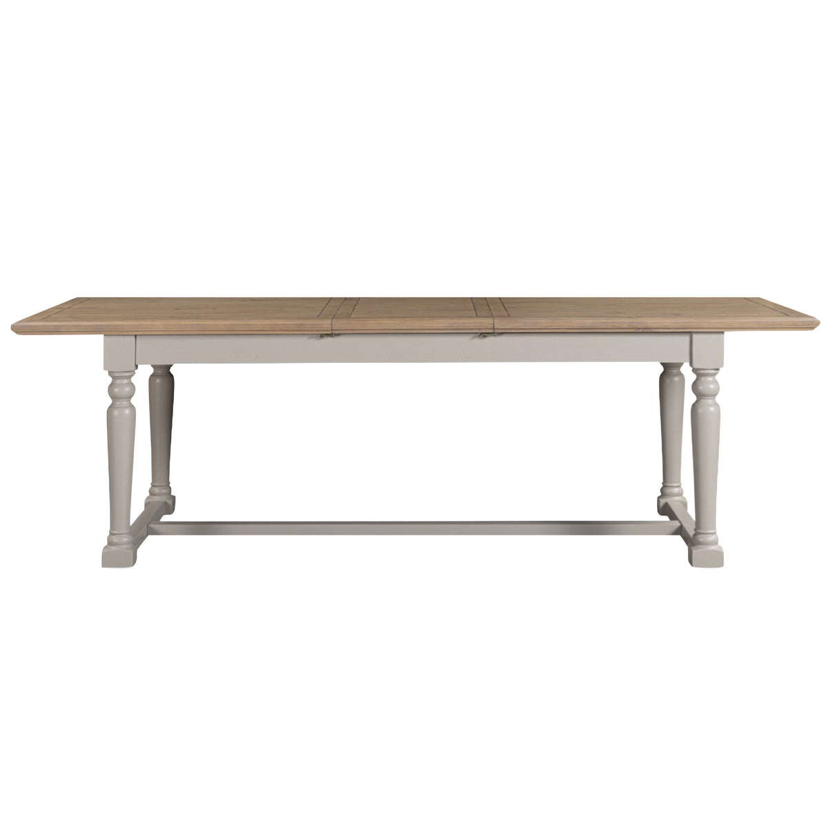 Chateau grey painted extending pine dining table front view