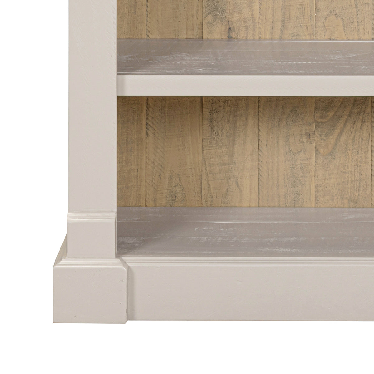 Chateau low bookcase lower shelf and base detail