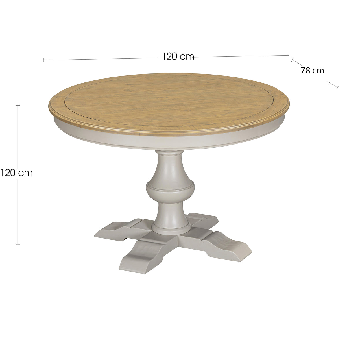 Chateau round dining table overall dimension diagram