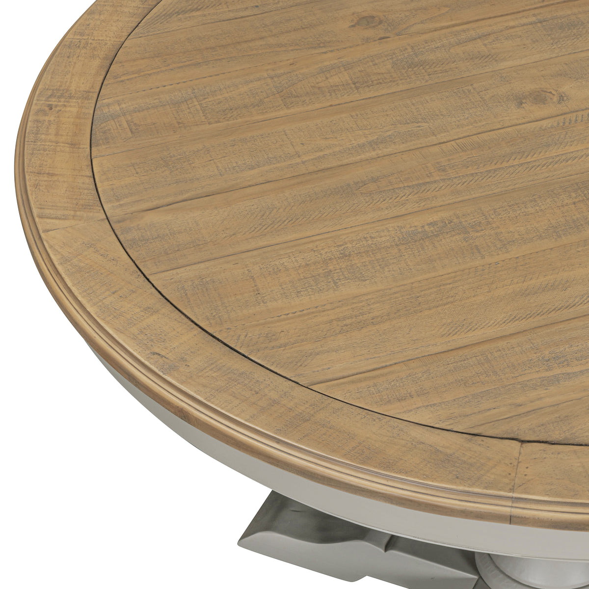 Chateau round pine tabletop finish detail