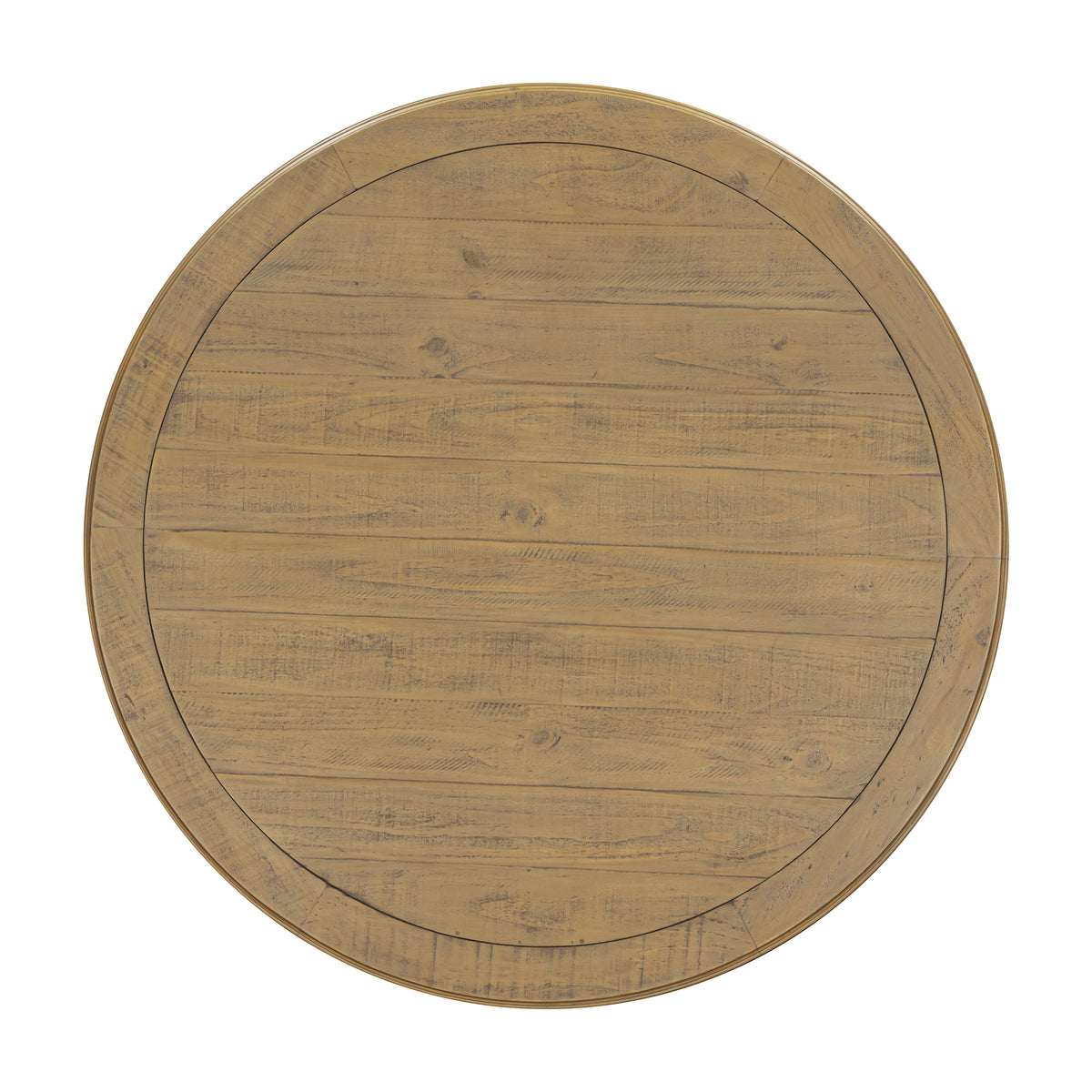 Chateau round pine tabletop overhead view