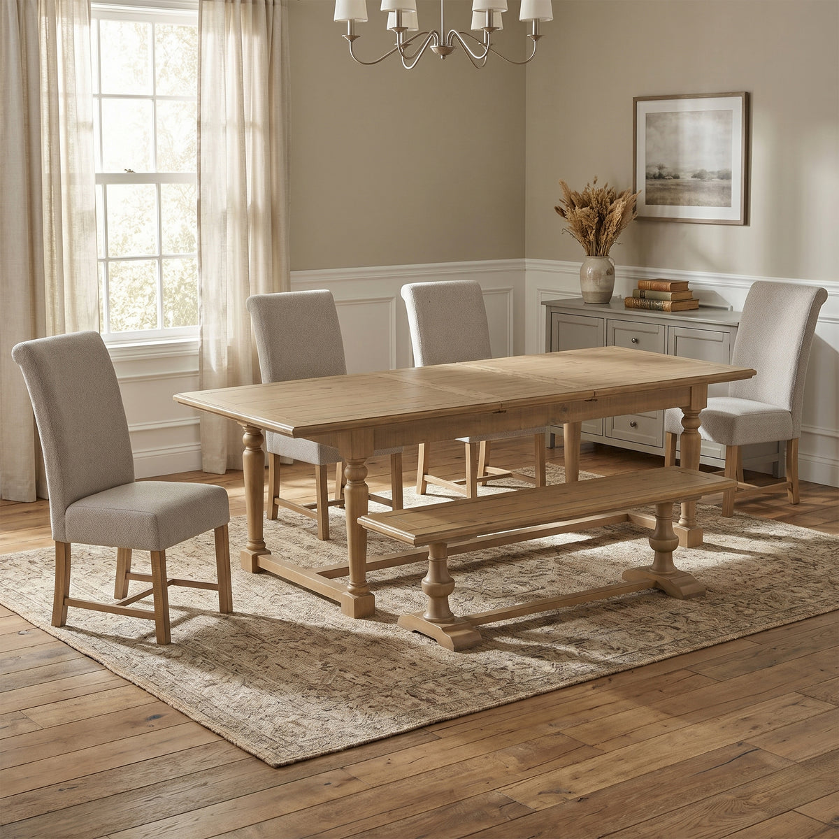 Chateau Rustic Extending Dining Set, complete set room setting