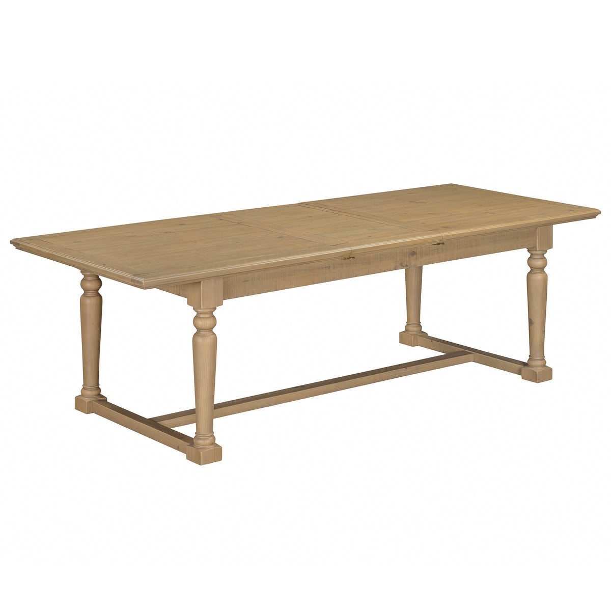 Chateau Rustic Extending Pine Dining Table, extended table angled view