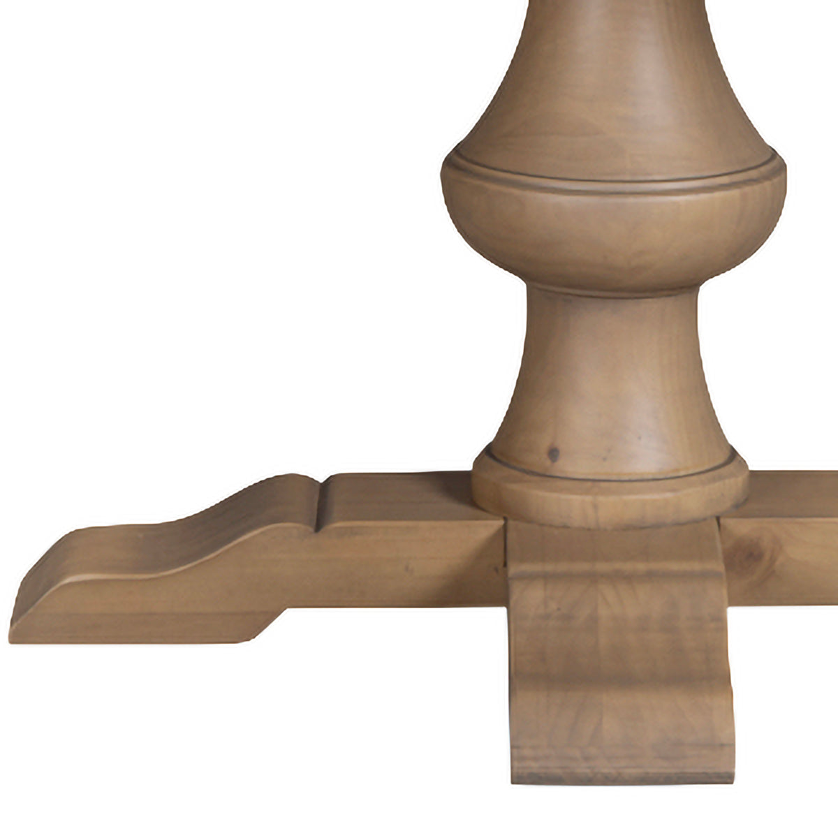 Chateau Rustic Round Pine Dining Table, round table base detail