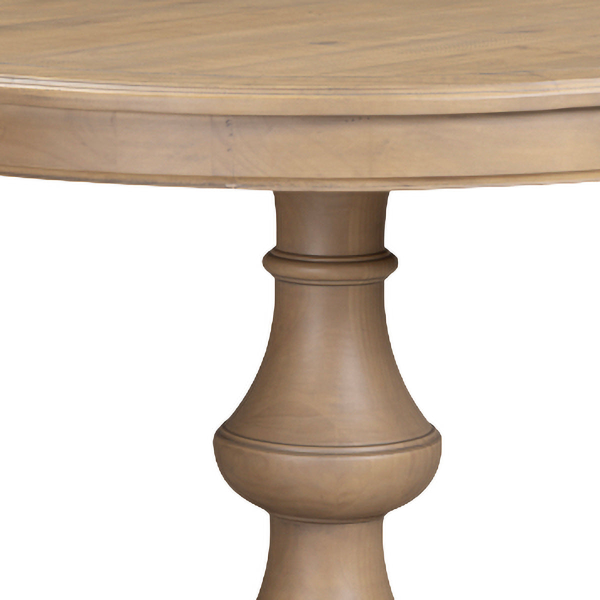 Chateau Rustic Round Pine Dining Table, round table pedestal detail
