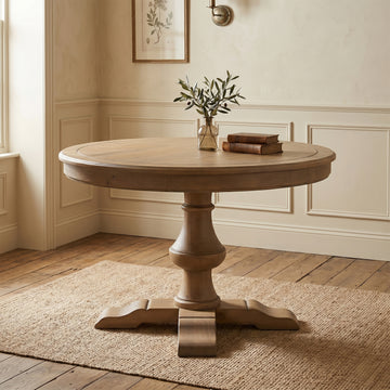 Chateau Rustic Round Pine Dining Table, table-only room setting