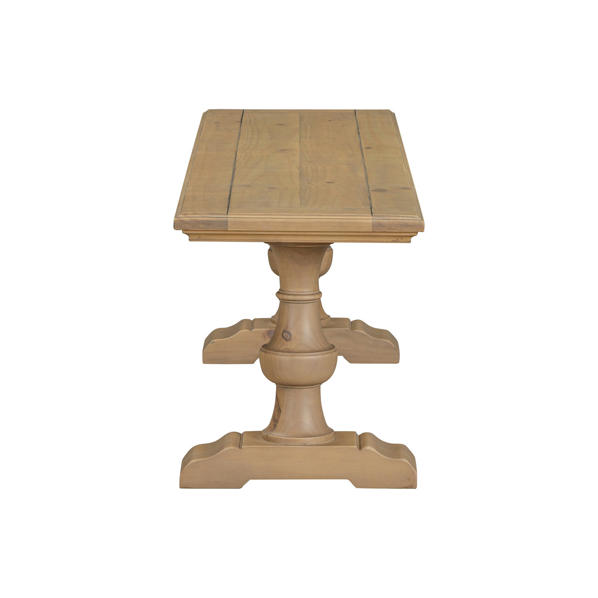 Chateau Rustic Pine Dining Bench, bench end view