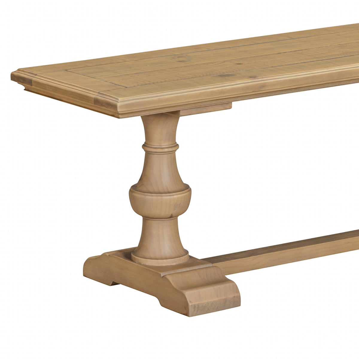 Chateau Rustic Pine Dining Bench, bench pedestal detail