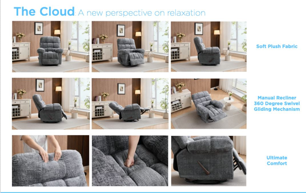 Cloud Swivel Armchair - Graphite