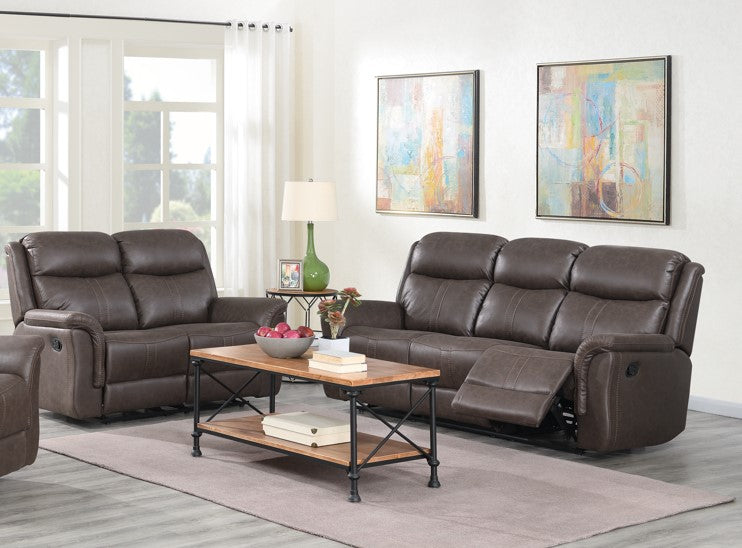 Portland 3+2 Reclining Sofa Suite- Rustic Brown Fabric