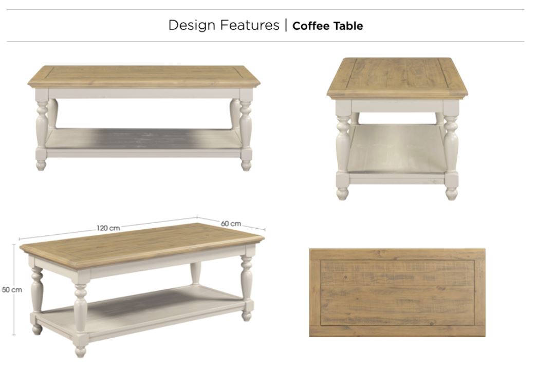 Chateau Pine Coffee Table- Grey