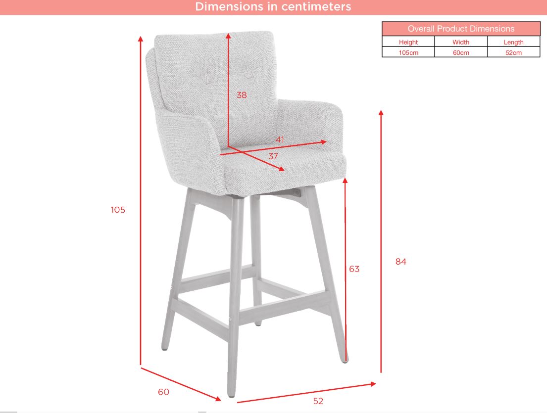 Cotswold Fabric Counter Stool Set of 2