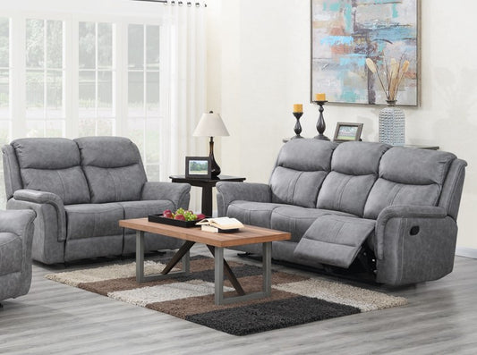 Portland 3+2 Reclining Sofa Suite- Silver Grey Fabric