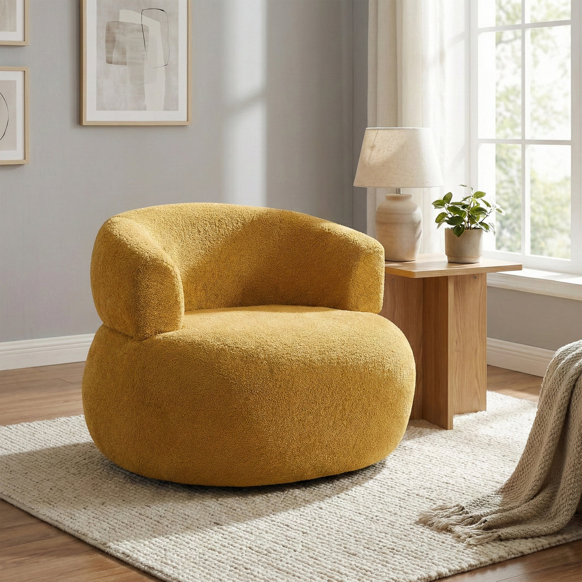 Daisy in Mustard, accent chair in another room setting