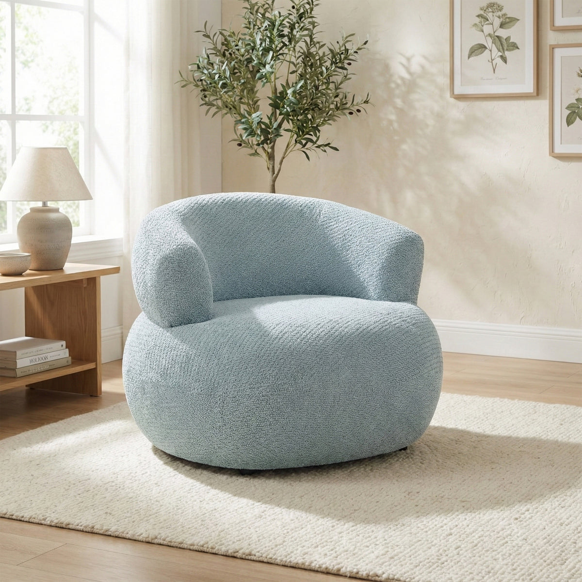 Daisy in Teal, accent chair in a living room