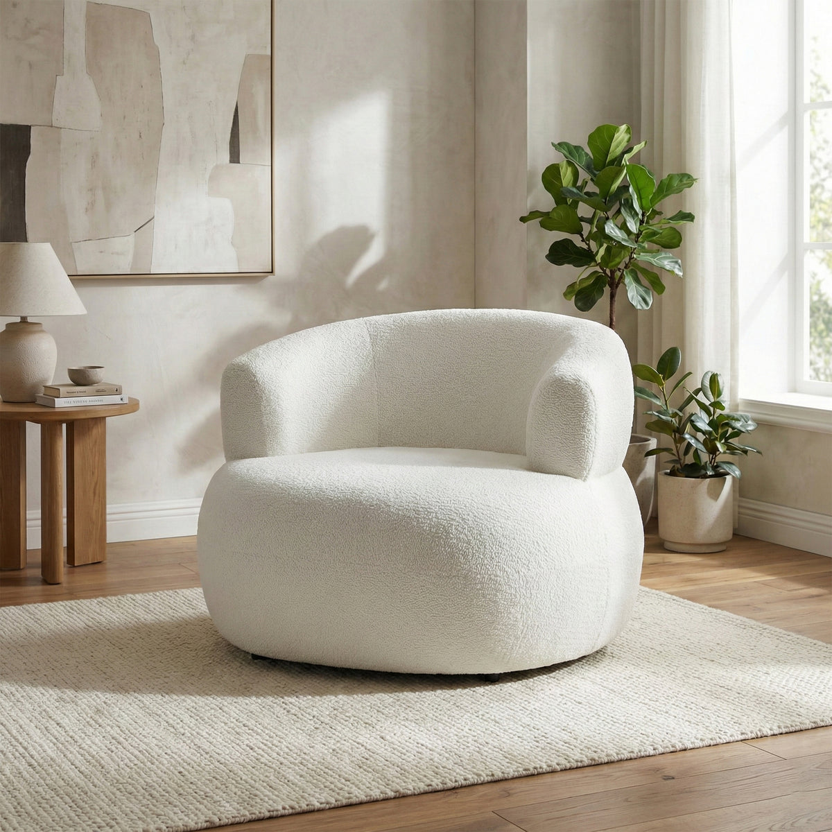 Daisy in White, accent chair in another room setting