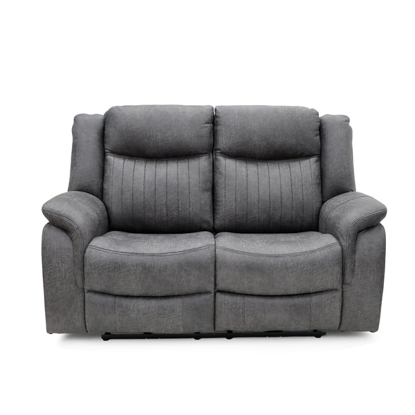 Darlington 2 seater manual recliner sofa in grey, front upright