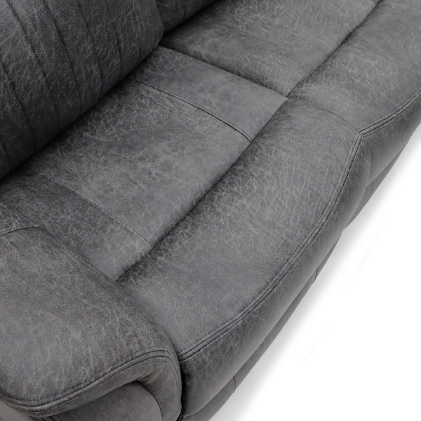 Darlington 2 seater manual recliner sofa in grey, seat cushion detail
