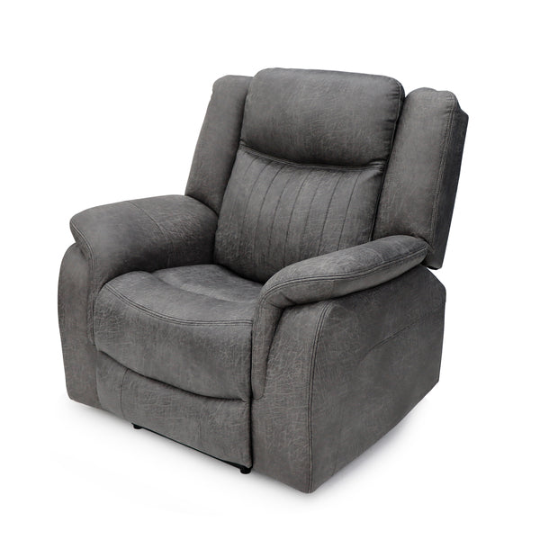 Darlington 3+1+1 electric recliner sofa set in grey, armchair angled upright