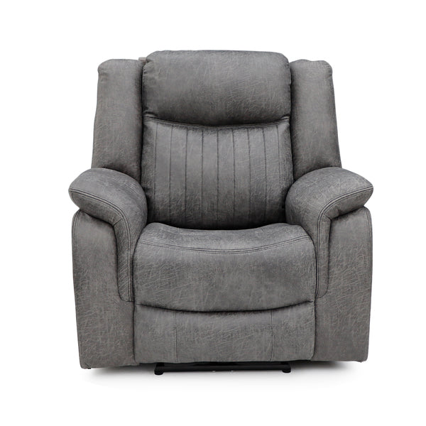 Darlington 3+1+1 electric recliner sofa set in grey, armchair front upright