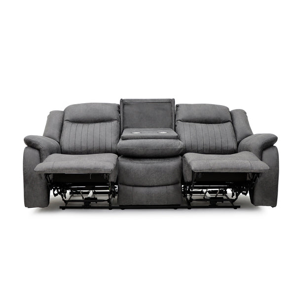 Darlington 3+1+1 electric recliner sofa set in grey, three seater reclined console open