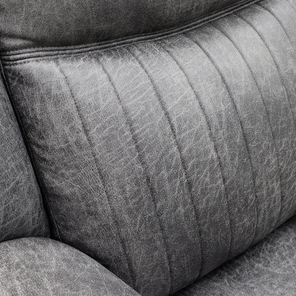 Darlington 3+1+1 manual recliner sofa set in grey, stitched backrest detail