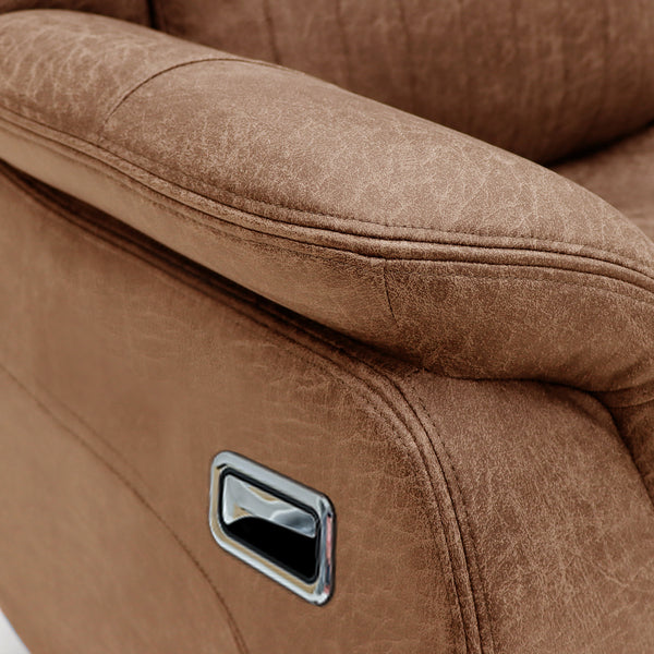 Darlington 3+1+1 manual recliner sofa set in tan, padded armrest manual recline handle