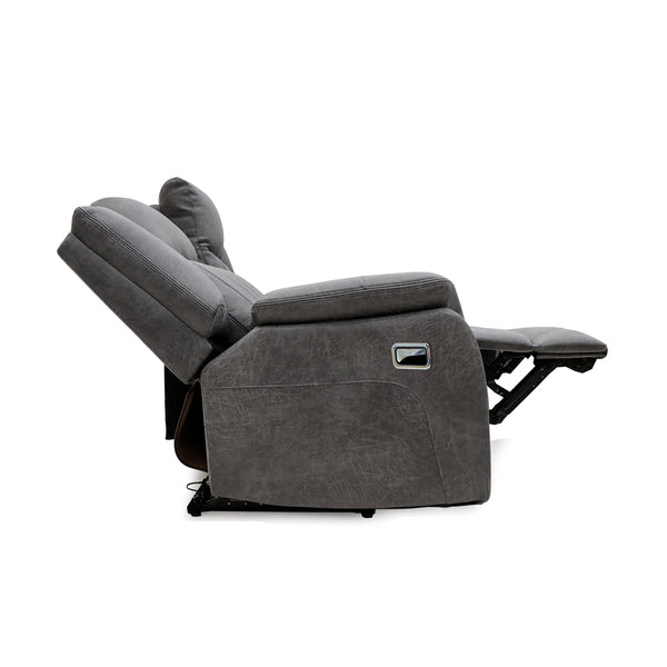 Darlington 3+2 manual recliner sofa set in grey, side reclined footrest extended