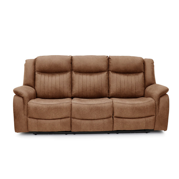 Darlington 3+2 manual recliner sofa set in tan, three seater front upright