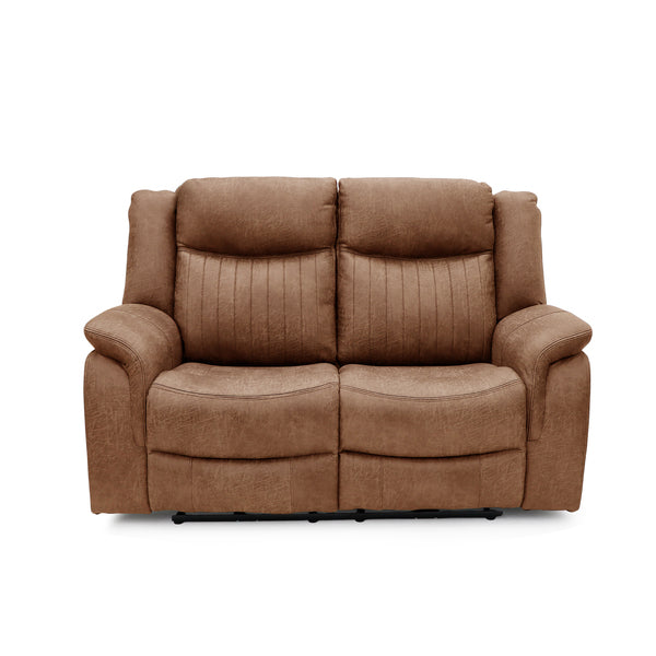 Darlington 3+2 manual recliner sofa set in tan, two seater front upright