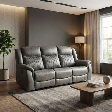 Darlington 3 seater electric recliner sofa in grey, living room upright