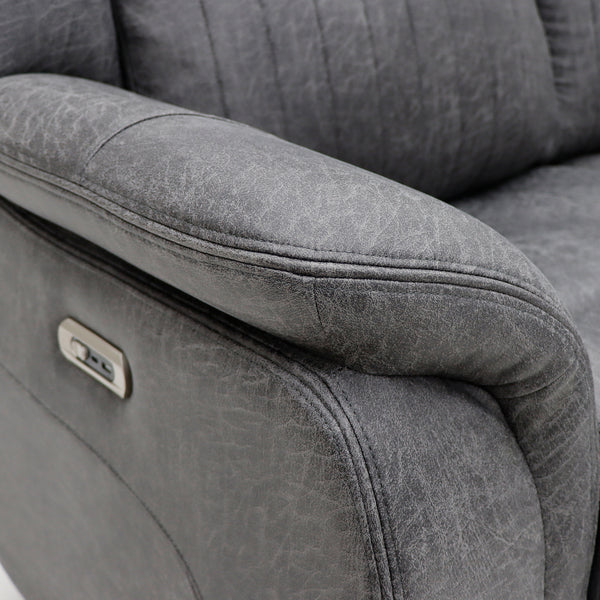 Darlington 3 seater electric recliner sofa in grey, padded armrest and controls
