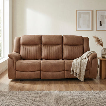 Darlington 3 seater electric recliner sofa in tan, living room upright