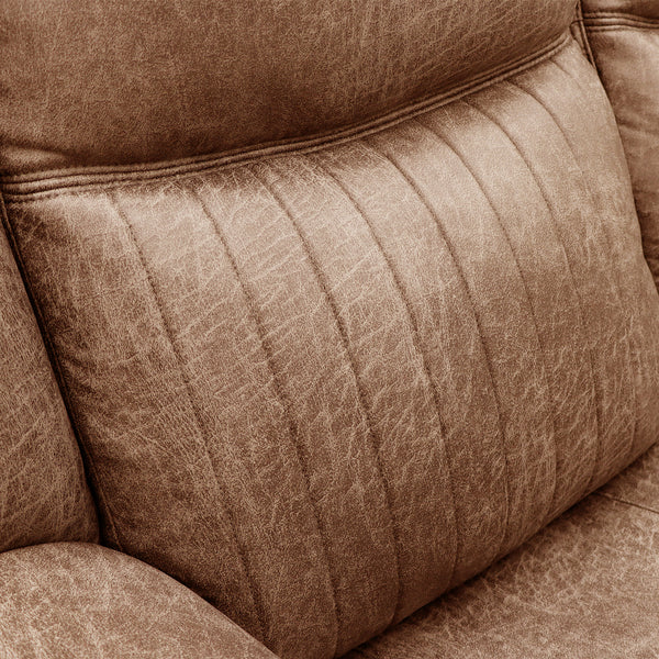 Darlington 3 seater electric recliner sofa in tan, stitched backrest detail
