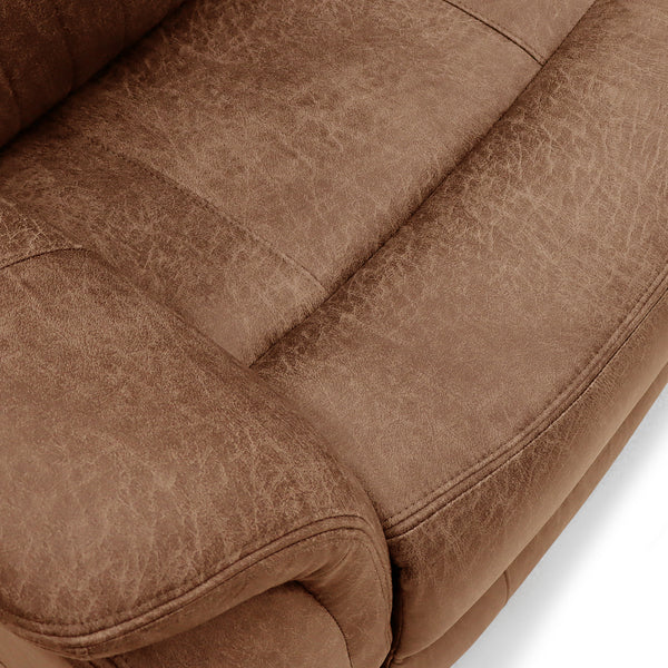 Darlington 3 seater manual recliner sofa in tan, seat cushion detail