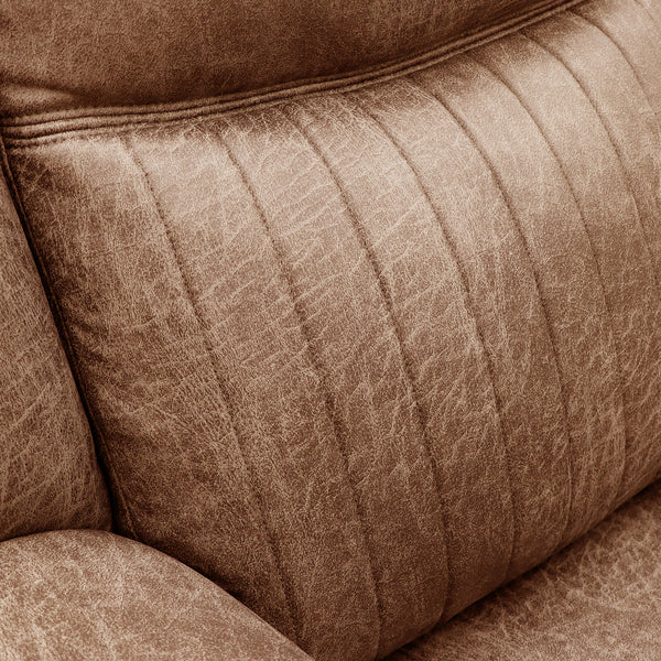 Darlington 3 seater manual recliner sofa in tan, stitched backrest detail