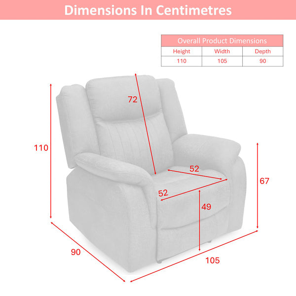 Darlington electric recliner armchair in tan, armchair dimensions