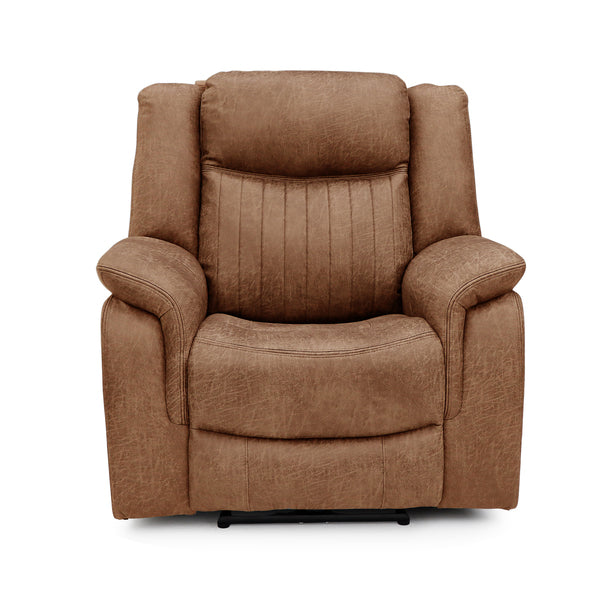 Darlington electric recliner armchair in tan, front upright