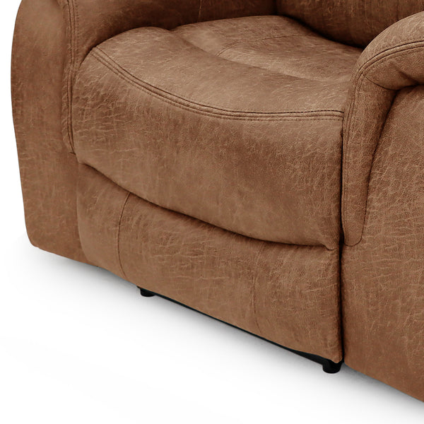 Darlington electric recliner armchair in tan, seat cushion and front detail