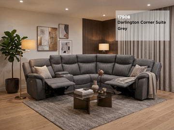Darlington electric recliner corner sofa in grey, living room reclined corner suite